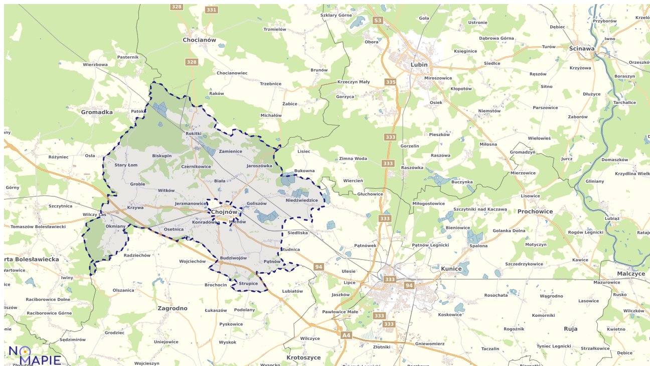 Mapa obszarów ochrony przyrody Chojnowa