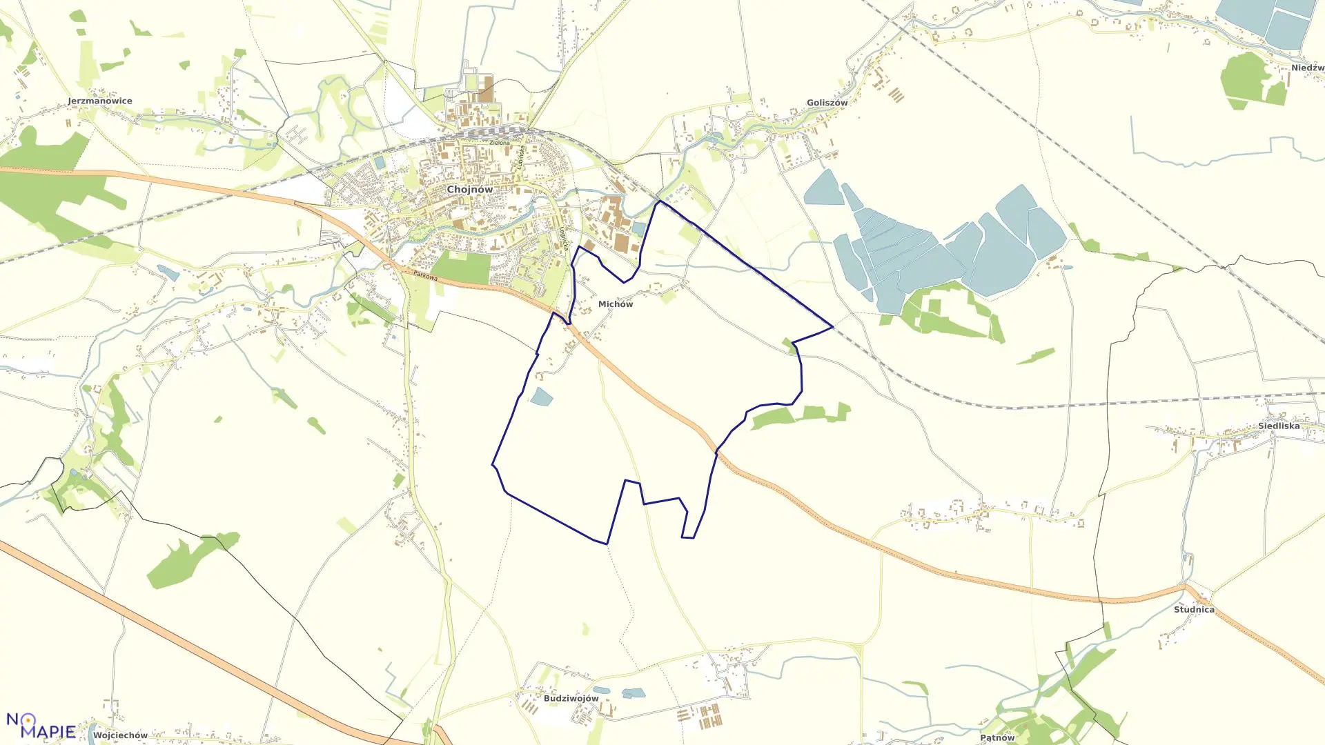 Mapa obrębu MICHÓW w gminie Chojnów