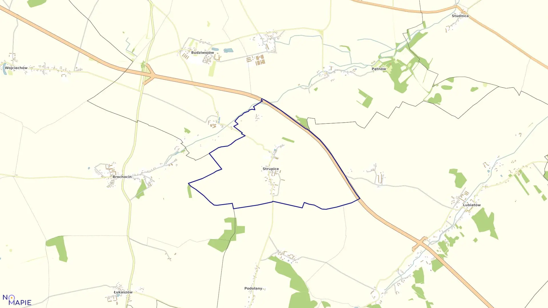 Mapa obrębu STRUPICE w gminie Chojnów